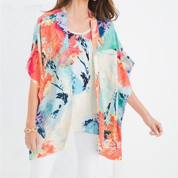 Chico's Other - Chicos Wild Print Ruana Wrap Multicolor Size L/XL